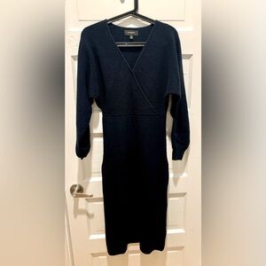 Elegant Navy Blue Sweater Dress